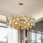 LED chandeliers home decor gold crystal lamp living room rectangular high ceiling lamp(WH-CY-238)