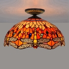 Red Chandelier dragonfly Tiffany stained glass restaurant bedroom aisle balcony ceiling lamp(WH-TA-18)