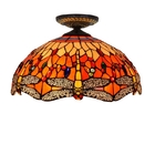 Red Chandelier dragonfly Tiffany stained glass restaurant bedroom aisle balcony ceiling lamp(WH-TA-18)