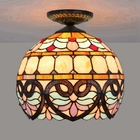 European-Style Lovely Baroque Tiffany Multi-Color Glass Restaurant Bedroom Corridor retro ceiling light(WH-TA-24）