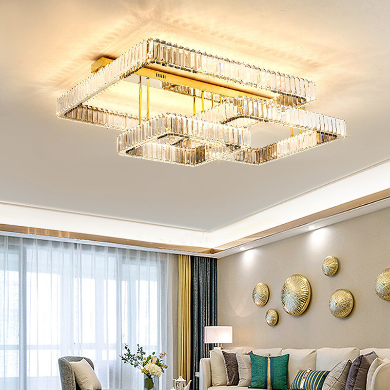 Luxury Living Room Smart Led Chandelier Modern Hall Glossy K9 Crystal Ceiling Chandelier(WH-CA-104)