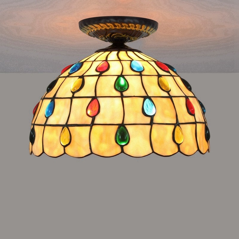30cm European Tiffany colored glass restaurant bedroom aisle living room light（WH-TA-19)